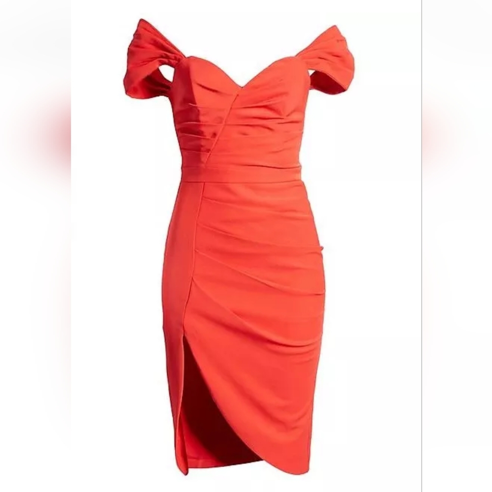 NWT LAVISH ALICE SWEETHEART NECKLINE PLEATED SHEATH DRESS WITH SLIT - Picture 2 of 8